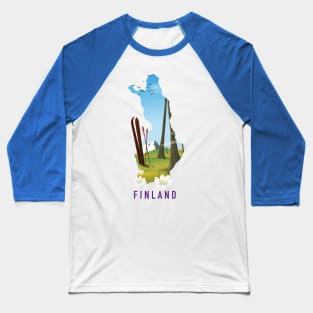 Finland ski travel poster Baseball T-Shirt